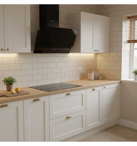 Okap kuchenny kominowy 60 cm Smith&Brown SHCS-653-B3 czarne szkło w kuchni