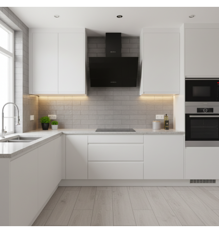 Okap kuchenny kominowy 60 cm Smith&Brown SHCS-653-B3 czarne szkło w kuchni