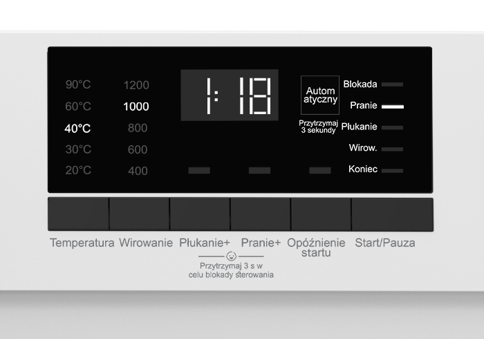 Pralka Smith&Brown SWAT-712-W25 - wyświetlacz