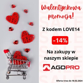 🌹❤️Walentynkowa promocja! ❤️🌹

Kochani, zbliżają się Walentynki, a my mamy dla was wyjątkową promocję! 💝 Od teraz do 18 lutego używając hasła LOVE14, otrzymujesz -14% na zakupy w naszym sklepie agdpro.pl! 🎁

Przejrzyj naszą ofertę, znajdź idealne urządzenia dla siebie i swojej drugiej połówki, a jednocześnie skorzystaj z wyjątkowej okazji! 🛒💑

Nie zwlekaj! Promocja trwa tylko do 18 lutego! ❤️🕰️

#Walentynki #Promocja #AGD #MiłośćDoDomu #LOVE14 #Okazja #ZakupyOnline